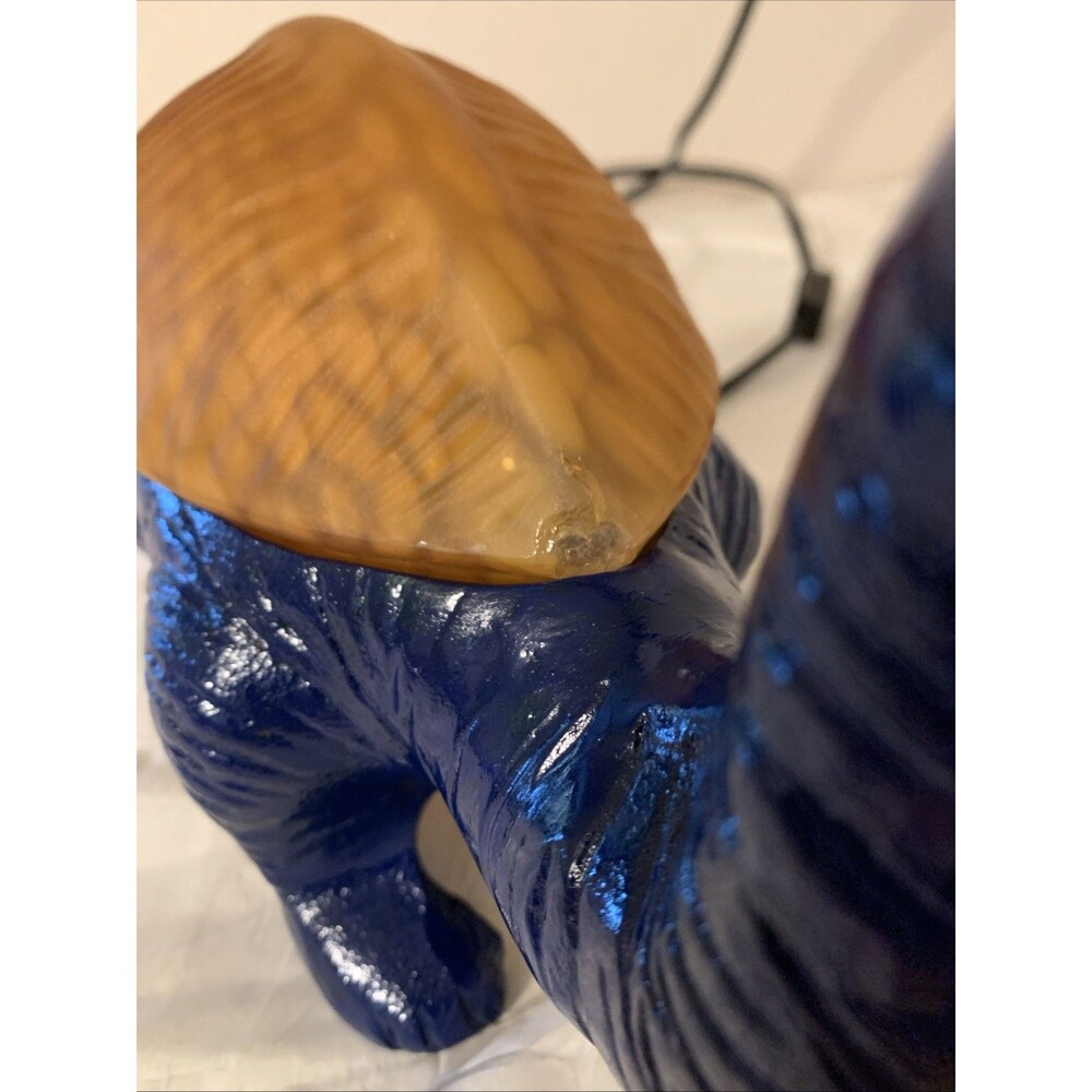 Vintage Blue Dinosaur Lamp Glass Shell Cast Metal Nightlight READ - Picture 9 of 16